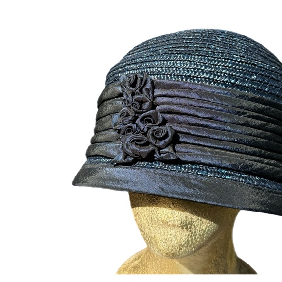 Imaga Israel Women Hat Cloche Black Lace Cotton One Size 8" Crown - Picture 3 of 5